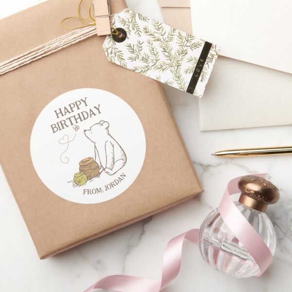Classic_Winnie_the_Pooh___Happy_Birthday_Gift_Classic_Round_Sticker_5 Classic Winnie The Pooh Happy Birthday Gift Classic Round Sticker
