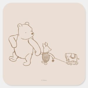 Classic_Winnie_the_Pooh_and_Piglet_Square_Sticker_1 Classic Winnie The Pooh And Piglet Square Sticker