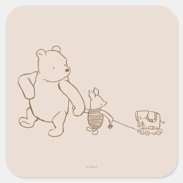 Classic_Winnie_the_Pooh_and_Piglet_Square_Sticker_1 Classic Winnie The Pooh And Piglet Square Sticker