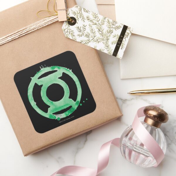 Coffee Lantern Symbol Green Square Sticker