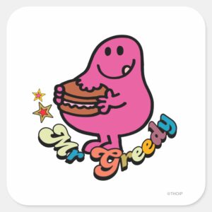 Colorful_Mr._Greedy_Eating_Square_Sticker_1 Colorful Mr. Greedy Eating Square Sticker