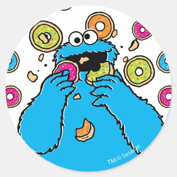 Cookie_MonsterDonut_Destroyer_Classic_Round_Sticker_1 Cookie MonsterDonut Destroyer Classic Round Sticker