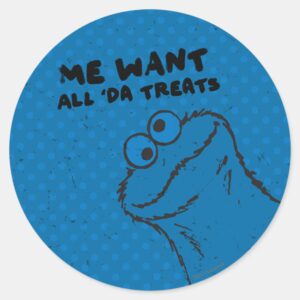 Cookie Monster All Da Treats Classic Round Sticker