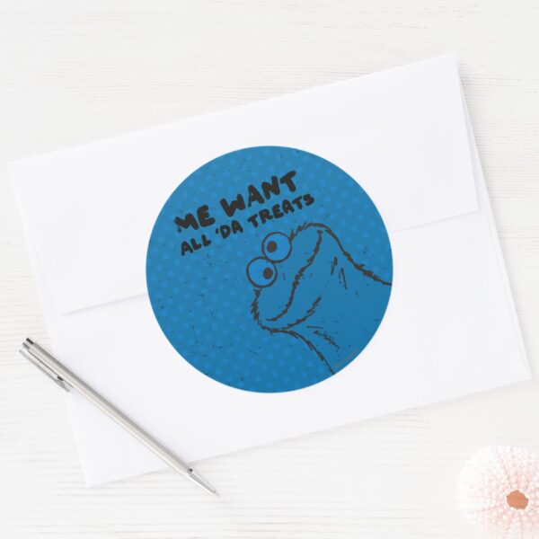 Cookie_Monster_-_All_'Da_Treats!_Classic_Round_Sticker_3 Cookie Monster All Da Treats Classic Round Sticker