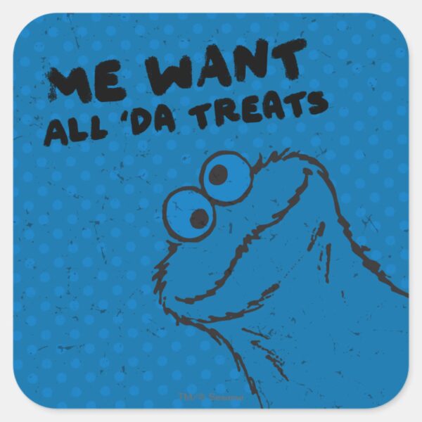 Cookie_Monster_-_All_'Da_Treats!_Square_Sticker_1 Cookie Monster All Da Treats Square Sticker