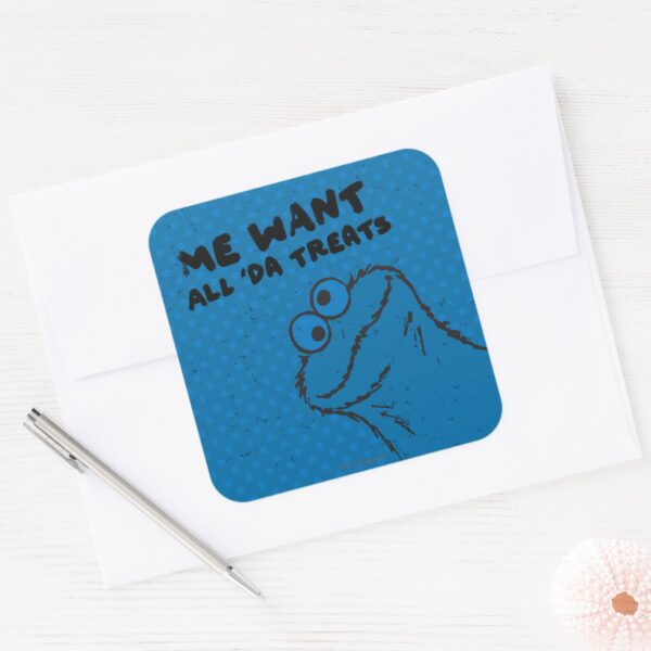 Cookie_Monster_-_All_'Da_Treats!_Square_Sticker_3 Cookie Monster All Da Treats Square Sticker