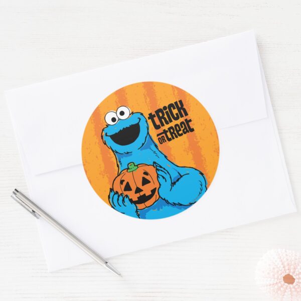 Cookie_Monster_-_Trick_Or_Treat_Classic_Round_Sticker_3 Cookie Monster Trick Or Treat Classic Round Sticker