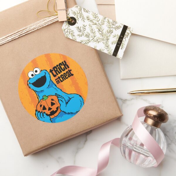 Cookie_Monster_-_Trick_Or_Treat_Classic_Round_Sticker_5 Cookie Monster Trick Or Treat Classic Round Sticker