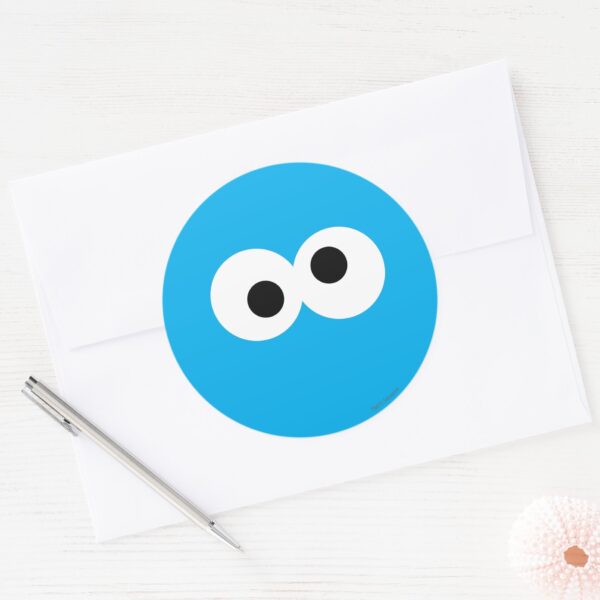 Cookie_Monster_Big_Face_Classic_Round_Sticker_3 Cookie Monster Big Face Classic Round Sticker