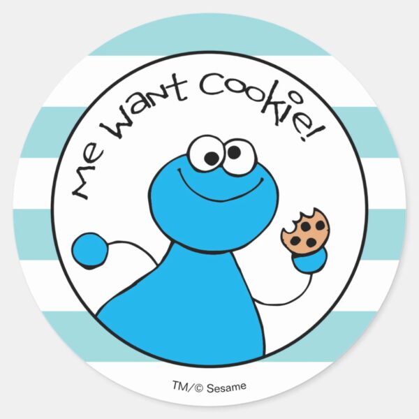 Cookie_Monster_Doodley_Graphic_Classic_Round_Sticker_1 Cookie Monster Doodley Graphic Classic Round Sticker