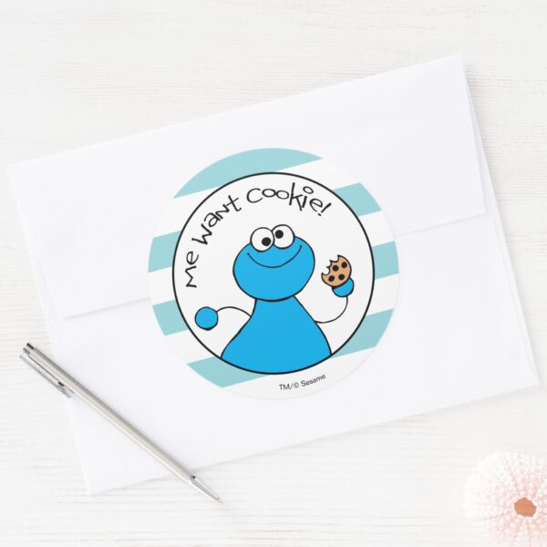 Cookie_Monster_Doodley_Graphic_Classic_Round_Sticker_3 Cookie Monster Doodley Graphic Classic Round Sticker