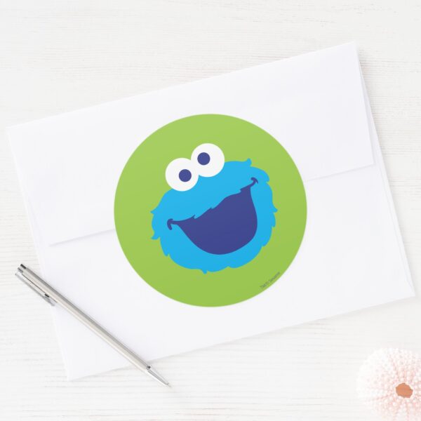 Cookie_Monster_Face_Classic_Round_Sticker_3 Cookie Monster Face Classic Round Sticker