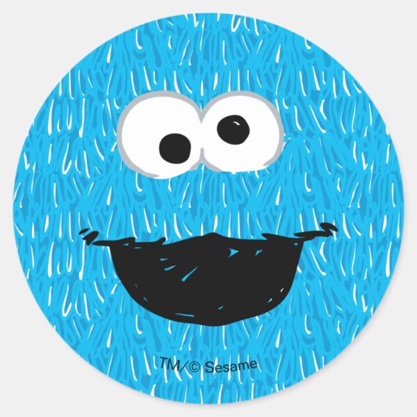 Cookie_Monster_Fur_Face_Pattern_Classic_Round_Sticker_1 Cookie Monster Fur Face Pattern Classic Round Sticker