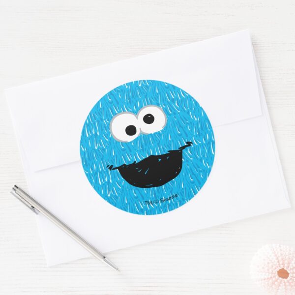 Cookie_Monster_Fur_Face_Pattern_Classic_Round_Sticker_3 Cookie Monster Fur Face Pattern Classic Round Sticker