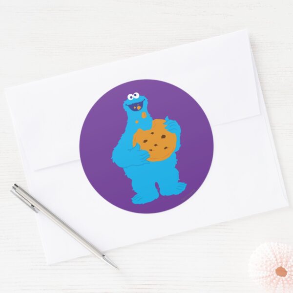 Cookie_Monster_Graphic_Classic_Round_Sticker_3 Cookie Monster Graphic Classic Round Sticker
