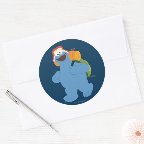 Cookie_Monster_Hiking_Classic_Round_Sticker_3 Cookie Monster Hiking Classic Round Sticker