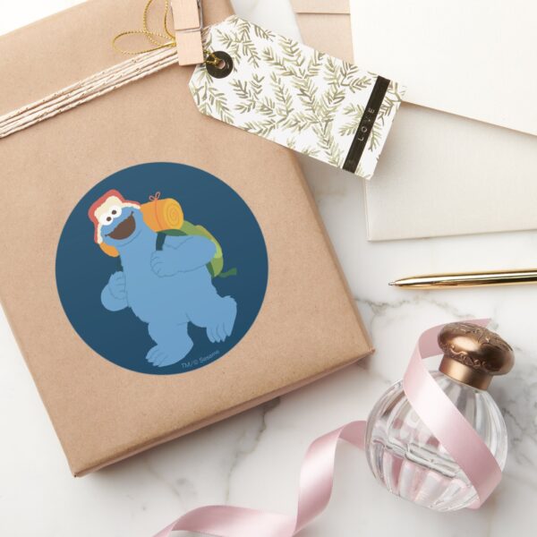 Cookie_Monster_Hiking_Classic_Round_Sticker_5 Cookie Monster Hiking Classic Round Sticker
