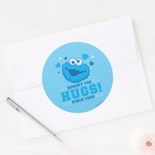 Cookie_Monster_Hugs_Classic_Round_Sticker_3 Cookie Monster Hugs Classic Round Sticker