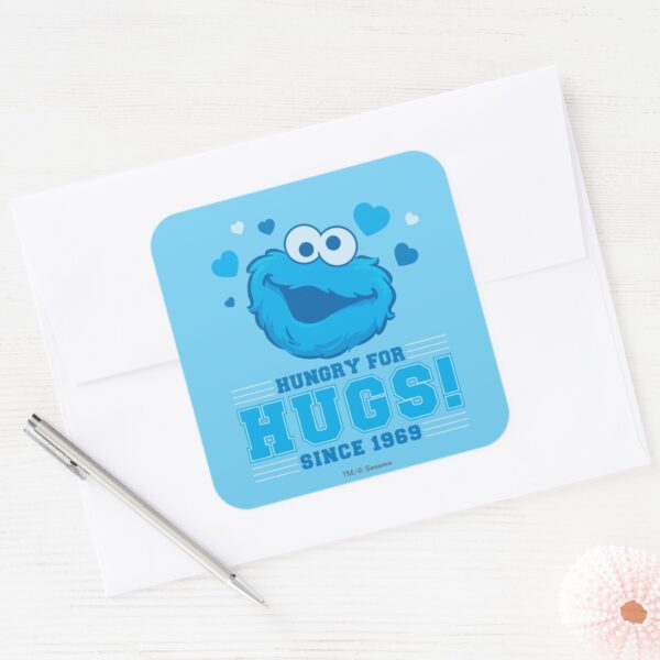 Cookie_Monster_Hugs_Square_Sticker_3 Cookie Monster Hugs Square Sticker