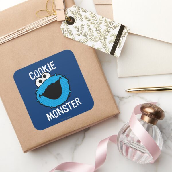 Cookie Monster Pattern Face Square Sticker