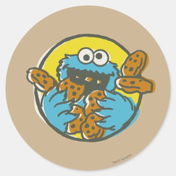 Cookie Monster Retro Classic Round Sticker