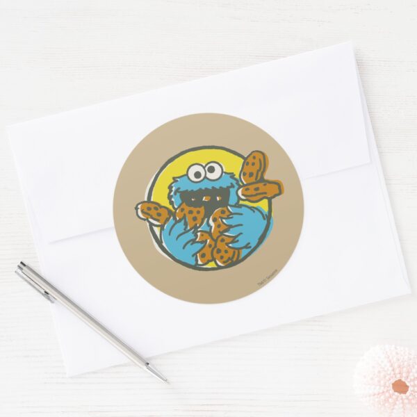 Cookie Monster Retro Classic Round Sticker
