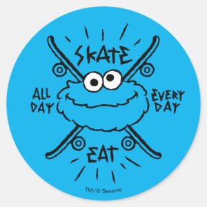 Cookie Monster Skate Logo Skate Eat 24 7 Classic Round Sticker