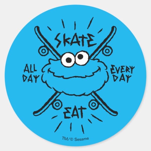 Cookie_Monster_Skate_Logo_-_Skate,_Eat,_24_7_Classic_Round_Sticker_1 Cookie Monster Skate Logo Skate Eat 24 7 Classic Round Sticker
