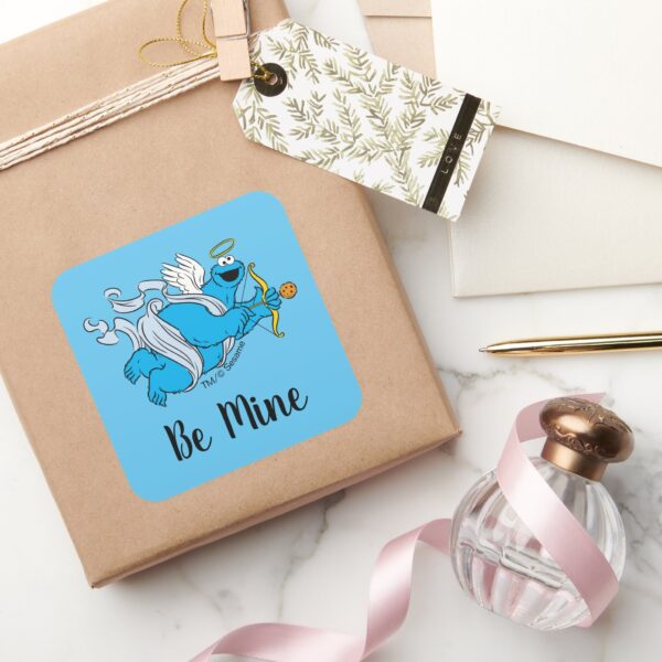 Cookie_Monster_Valentine's_Cupid_Square_Sticker_5 Cookie Monster Valentines Cupid Square Sticker