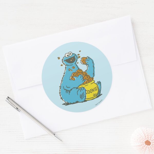 Cookie_Monster_Vintage_Classic_Round_Sticker_3 Cookie Monster Vintage Classic Round Sticker