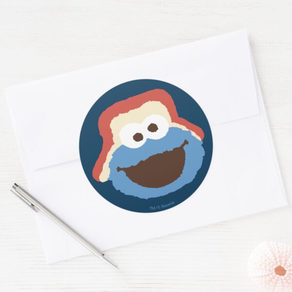 Cookie_Monster_Woodland_Face_Classic_Round_Sticker_3 Cookie Monster Woodland Face Classic Round Sticker