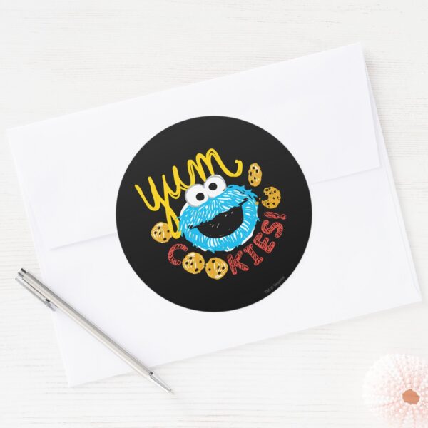 Cookie_Monster_Yum_Classic_Round_Sticker_3 Cookie Monster Yum Classic Round Sticker
