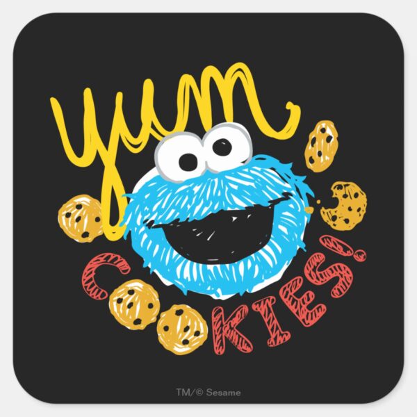 Cookie_Monster_Yum_Square_Sticker_1 Cookie Monster Yum Square Sticker