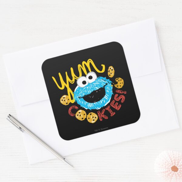 Cookie_Monster_Yum_Square_Sticker_3 Cookie Monster Yum Square Sticker