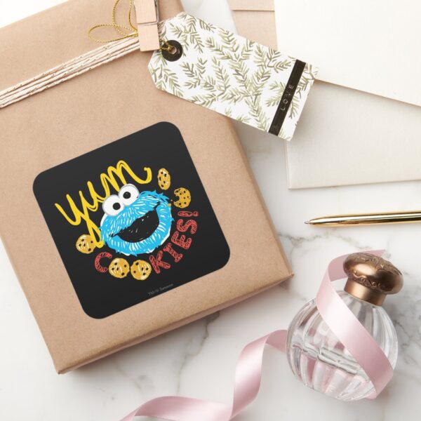 Cookie_Monster_Yum_Square_Sticker_5 Cookie Monster Yum Square Sticker