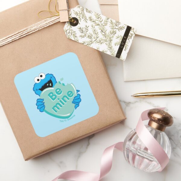 Cookie_Monster__Be_Mine__Valentine's_Heart_Candy_Square_Sticker_5 Cookie Monster Be Mine Valentines Heart Candy Square Sticker