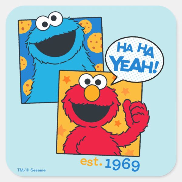 Cookie_Monster_&_Elmo___Ha_Ha_Yeah_Square_Sticker_1 Cookie Monster Elmo Ha Ha Yeah Square Sticker