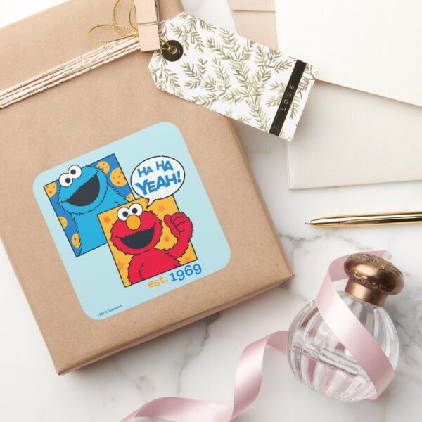 Cookie_Monster_&_Elmo___Ha_Ha_Yeah_Square_Sticker_5 Cookie Monster Elmo Ha Ha Yeah Square Sticker