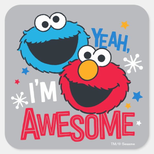 Cookie_Monster_&_Elmo___Yeah,_I'm_Awesome_Square_Sticker_1 Cookie Monster Elmo Yeah Im Awesome Square Sticker
