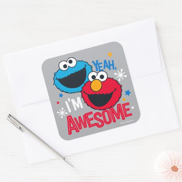 Cookie_Monster_&_Elmo___Yeah,_I'm_Awesome_Square_Sticker_3 Cookie Monster Elmo Yeah Im Awesome Square Sticker