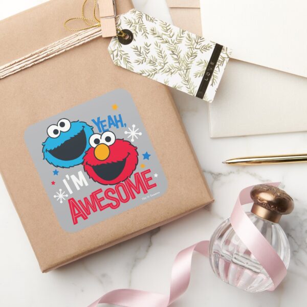Cookie_Monster_&_Elmo___Yeah,_I'm_Awesome_Square_Sticker_5 Cookie Monster Elmo Yeah Im Awesome Square Sticker
