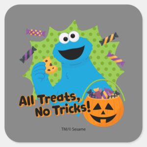 Cookie Monster All Treats No Tricks Square Sticker