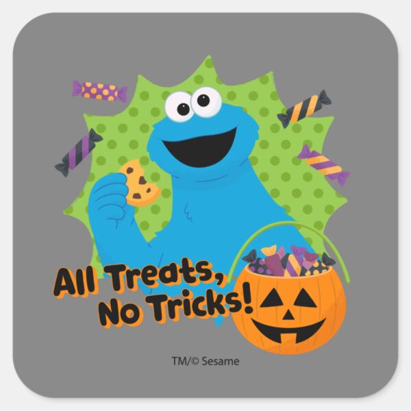 Cookie_Monster___All_Treats,_No_Tricks!_Square_Sticker_1 Cookie Monster All Treats No Tricks Square Sticker