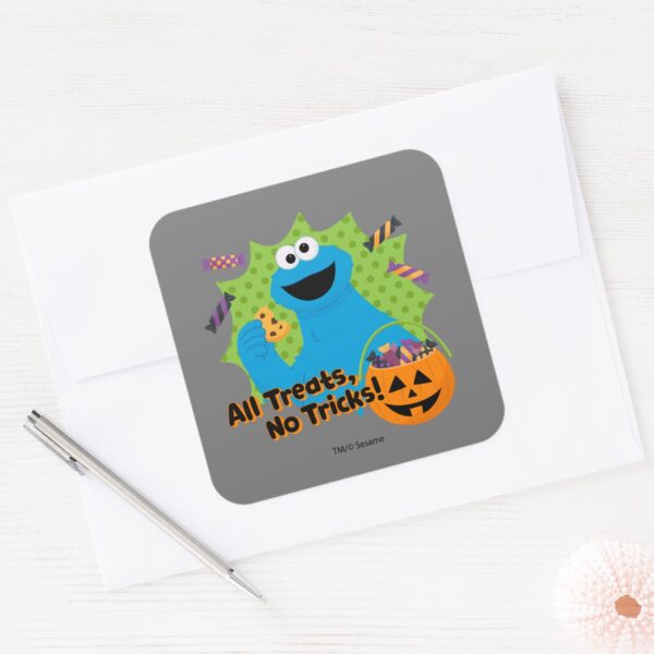 Cookie_Monster___All_Treats,_No_Tricks!_Square_Sticker_3 Cookie Monster All Treats No Tricks Square Sticker