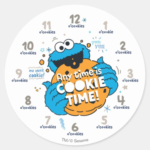 Cookie_Monster___Any_Time_is_Cookie_Time_Classic_Round_Sticker_1 Cookie Monster Any Time Is Cookie Time Classic Round Sticker