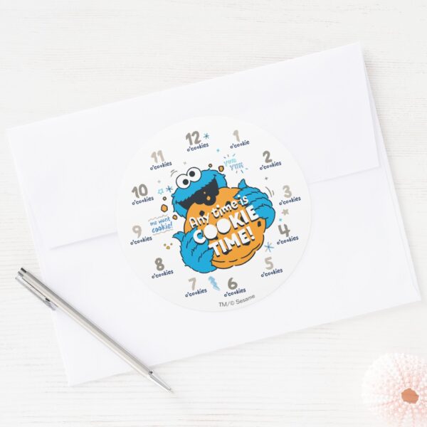 Cookie_Monster___Any_Time_is_Cookie_Time_Classic_Round_Sticker_3 Cookie Monster Any Time Is Cookie Time Classic Round Sticker