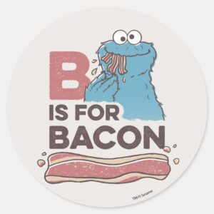 Cookie Monster B Is For Bacon Classic Round Sticker