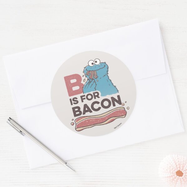 Cookie_Monster___B_is_for_Bacon_Classic_Round_Sticker_3 Cookie Monster B Is For Bacon Classic Round Sticker