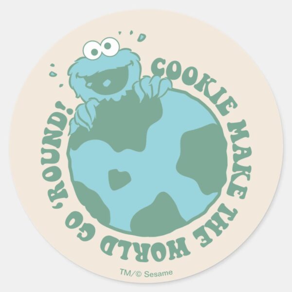 Cookie_Monster___Cookies_Make_the_World_Go_Round_Classic_Round_Sticker_1 Cookie Monster Cookies Make The World Go Round Classic Round Sticker