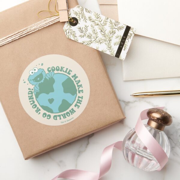 Cookie_Monster___Cookies_Make_the_World_Go_Round_Classic_Round_Sticker_5 Cookie Monster Cookies Make The World Go Round Classic Round Sticker